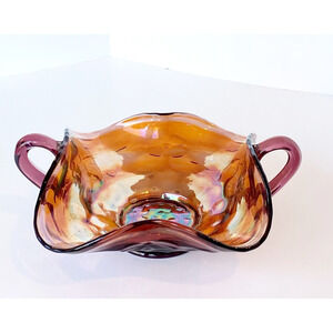 Fenton Amethyst Glass Candy Dish Carnival Antique Honeycomb & Clover Bon Bon 6"